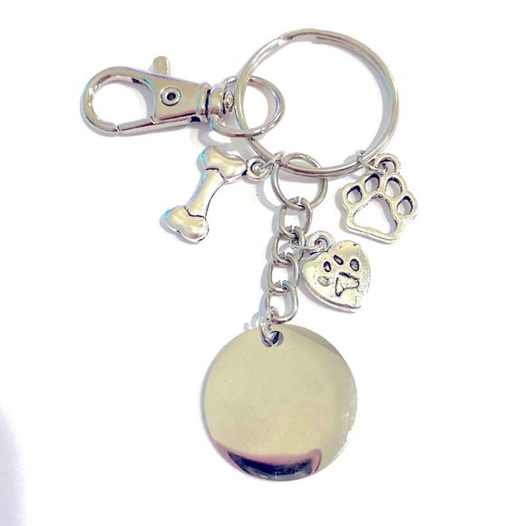 The Road To My Heart Is Paved With Paw Prints Keychain Purse Charm Dog - Picture 3 of 3